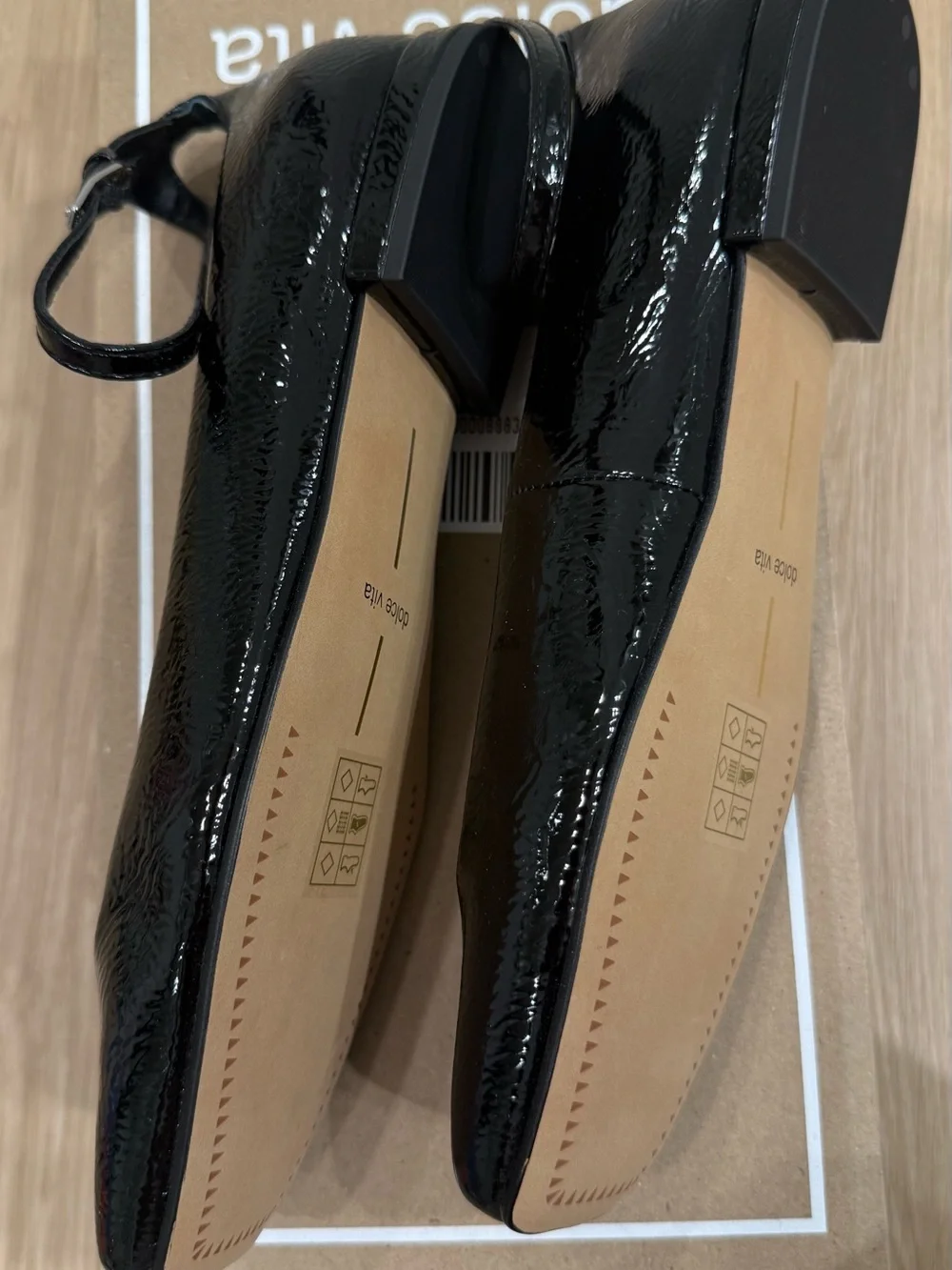 Ashya Ballet Flats Midnight Crinkle Patent - Midnight Black